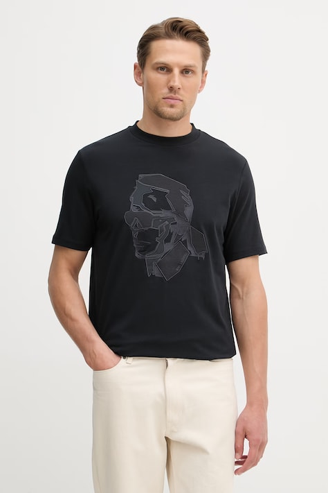Karl Lagerfeld t-shirt męski kolor granatowy z aplikacją 562221.755036