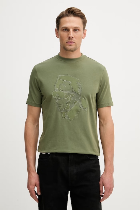 Kratka majica Karl Lagerfeld moška, zelena barva, 562221.755036