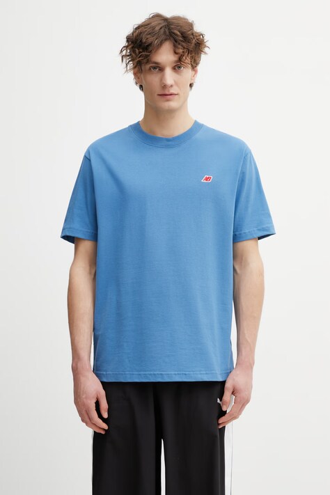 New Balance Made in USA t-shirt basic bawełniany męski niebieski MT43543SET