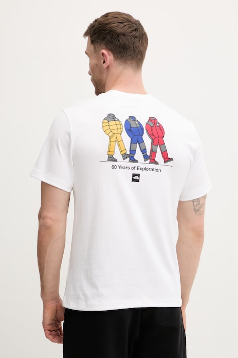 The North Face t-shirt bawełniany CELEBRATION męski kolor biały z nadrukiem NF0A8GARFN41