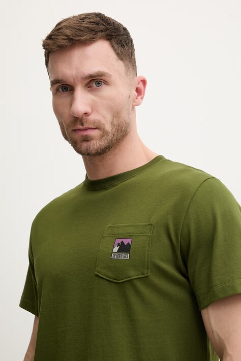 The North Face t-shirt bawełniany GRAPHIC męski kolor zielony z nadrukiem NF0A8GUUBRI1