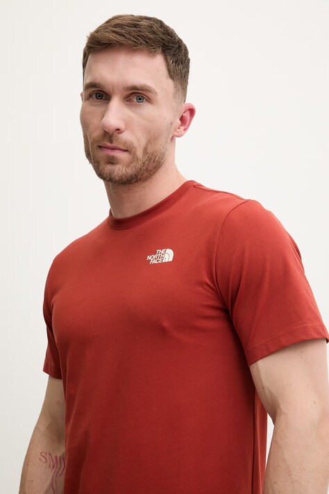 The North Face t-shirt VERTICAL męski kolor pomarańczowy z nadrukiem NF0A8GV1G6I1