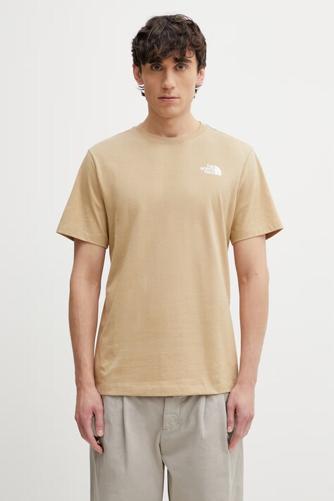 The North Face t-shirt EVOLUTION beige color with a print NF0A8B6KLK51