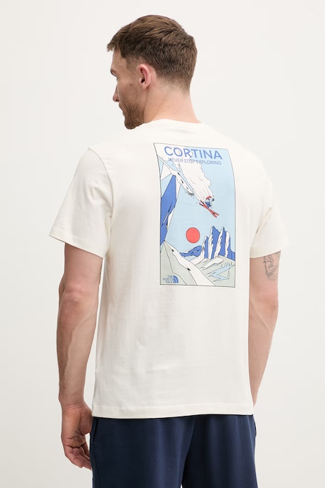 The North Face t-shirt bawełniany MOUNTAIN CELEBRATION męski kolor beżowy z nadrukiem NF0A8G9ZQLI1