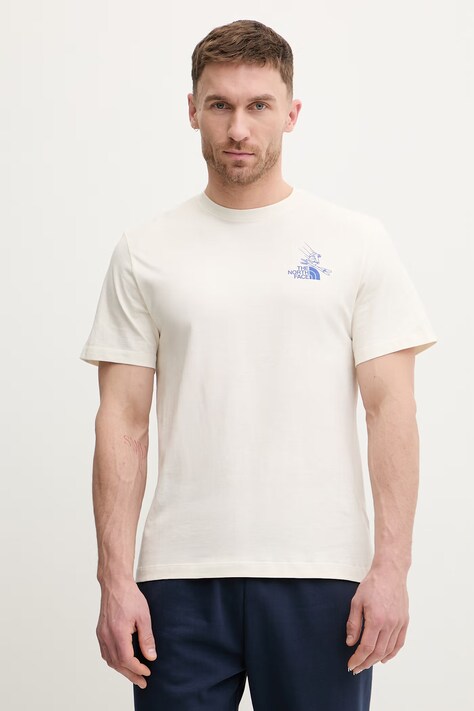 The North Face t-shirt bawełniany MOUNTAIN CELEBRATION męski kolor beżowy z nadrukiem NF0A8G9ZQLI1