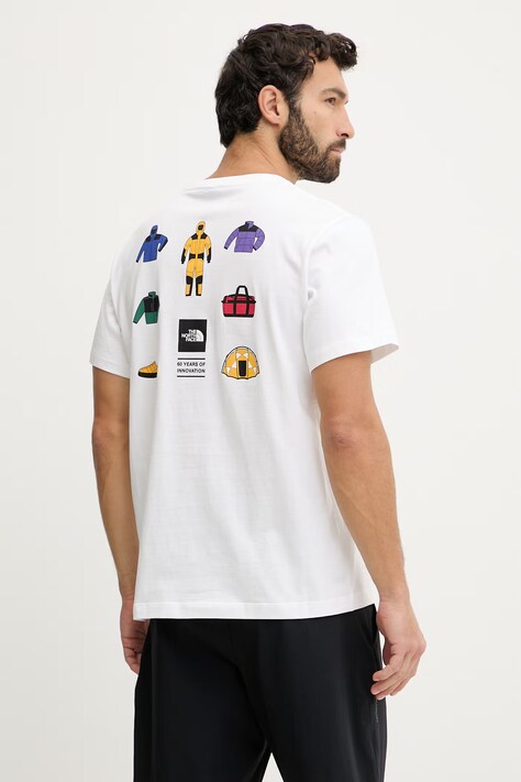 The North Face t-shirt bawełniany CELEBRATION męski kolor biały z nadrukiem NF0A8GASFN41