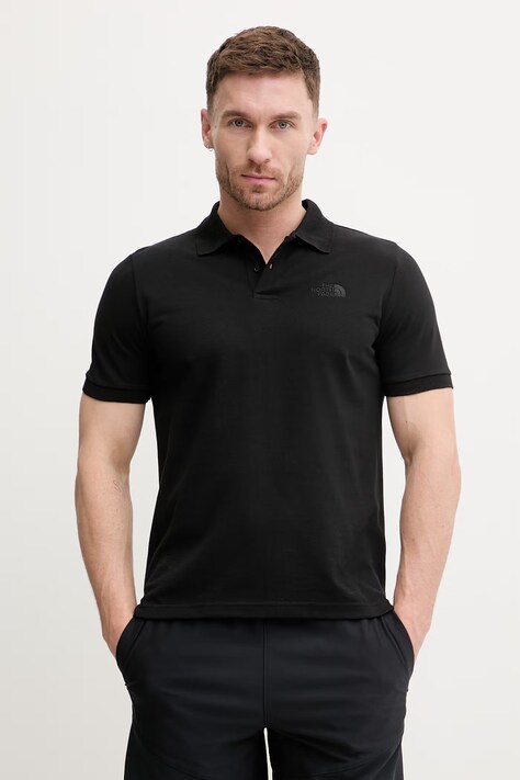 The North Face polo bawełniane REGULAR POLO męski kolor czarny gładki NF0A8C1PJK31