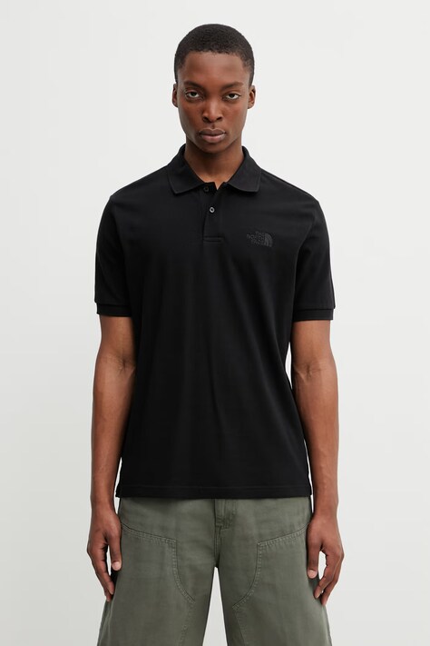 The North Face cotton polo shirt REGULAR POLO black color smooth NF0A8C1PJK31