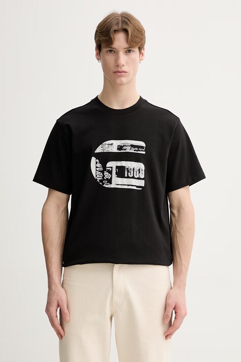 G-Star t-shirt bawełniany G icon gr męski kolor czarny z nadrukiem D28823-E385