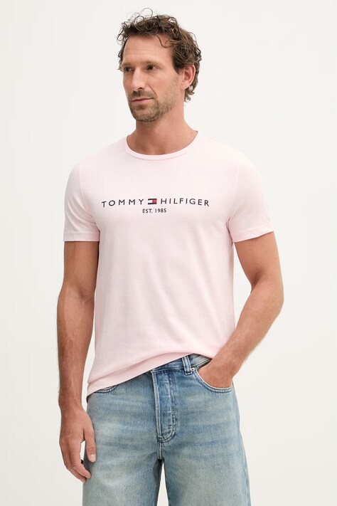 Tommy Hilfiger t-shirt męski bawełniany różowy MW0MW11797