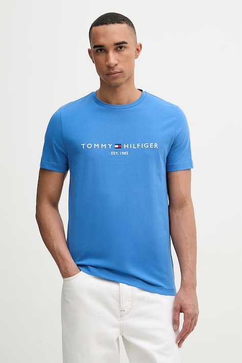 Tommy Hilfiger t-shirt Ανδρικό βαμβακερό μπλε MW0MW11797