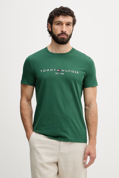 Tommy Hilfiger tričko pánské bavlněné zelené MW0MW11797