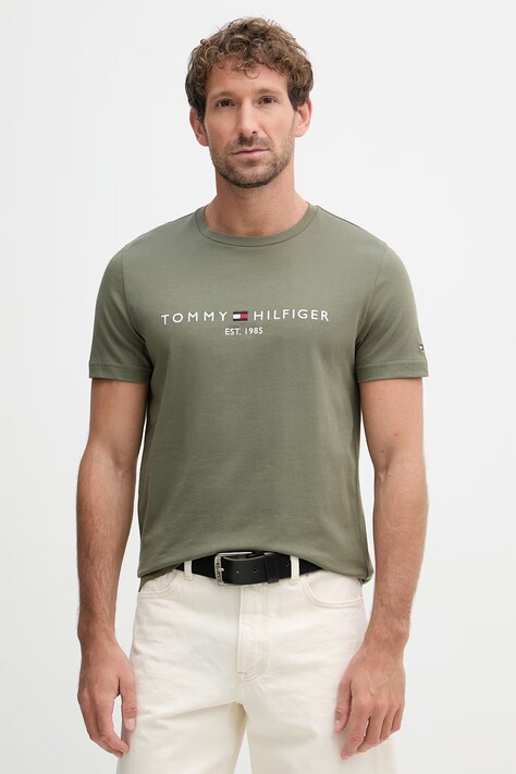 Tommy Hilfiger tricou pentru bărbați, din bumbac verde MW0MW11797