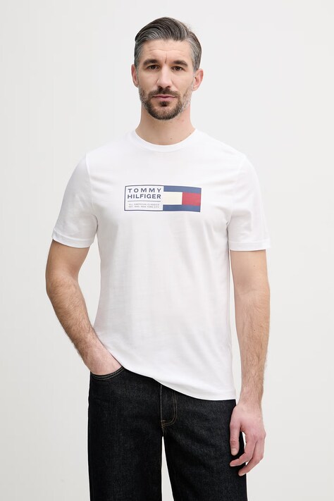 Tommy Hilfiger t-shirt męski bawełniany biały MW0MW42366