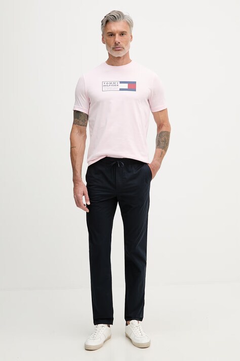 Tommy Hilfiger t-shirt męski bawełniany różowy MW0MW42366