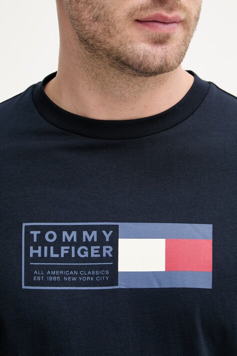 Tommy Hilfiger t-shirt męski bawełniany granatowy MW0MW42366