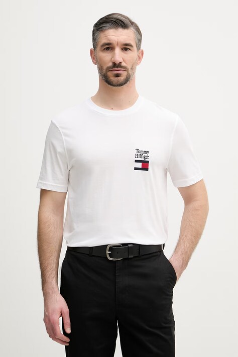 Tommy Hilfiger t-shirt basic męski bawełniany biały MW0MW42367