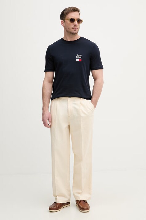 Tommy Hilfiger t-shirt basic męski bawełniany granatowy MW0MW42367