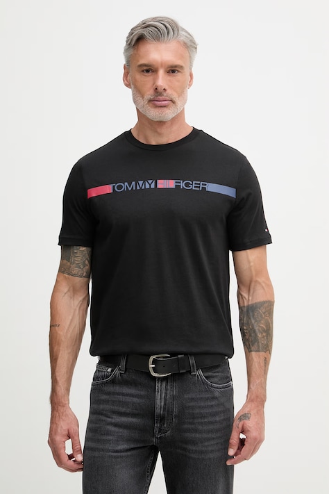 Tommy Hilfiger majica za muškarce od pamuka crna MW0MW42368