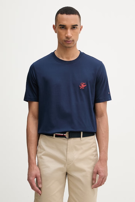 Tommy Hilfiger basic tričko pánske bavlnené SUMMER tmavomodré MW0MW43066