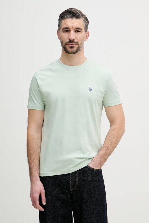 U.S. Polo Assn. t-shirt bawełniany DHM męski kolor zielony z aplikacją MUP3310