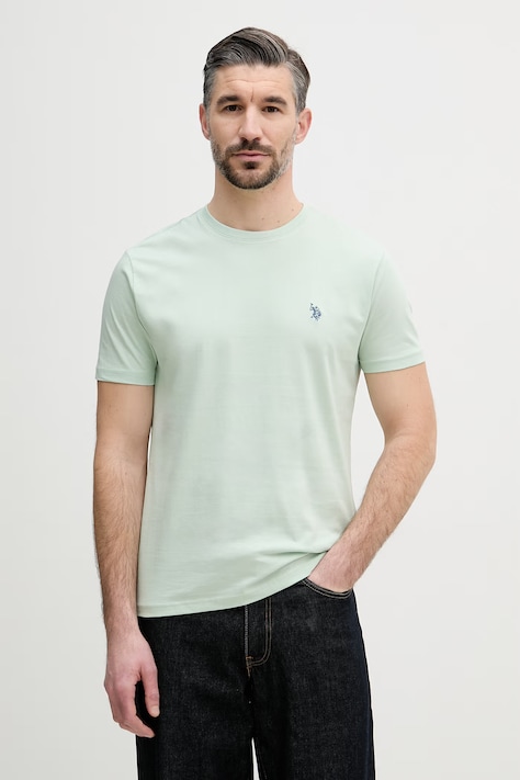 Bombažna kratka majica U.S. Polo Assn. DHM moška, zelena barva, MUP3310