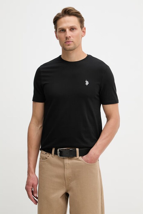U.S. Polo Assn. t-shirt bawełniany DHM męski kolor czarny z aplikacją MUP3310