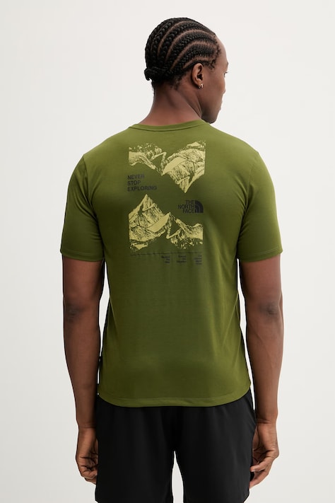 Μπλουζάκι προπόνησης The North Face FOUNDATION MOUNT χρώμα: πράσινο, NF0A8HEYBRI1