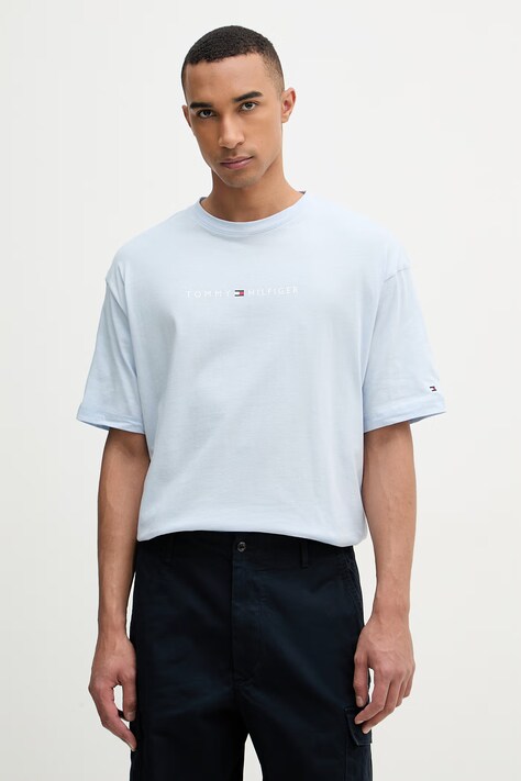 Tommy Hilfiger T-shirt męski bawełniany niebieski UM0UM03643