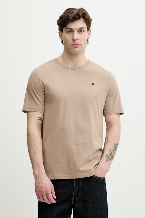 Tommy Hilfiger t-shirt da uomo in cotone beige UM0UM03870