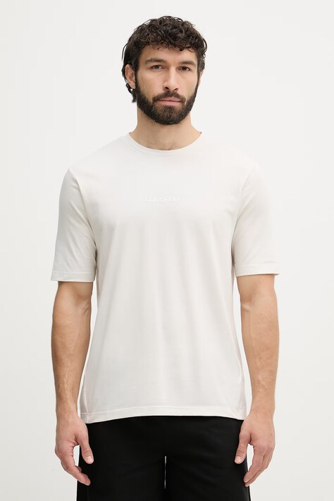 Calvin Klein t-shirt da uomo con cotone beige LV00NM3021