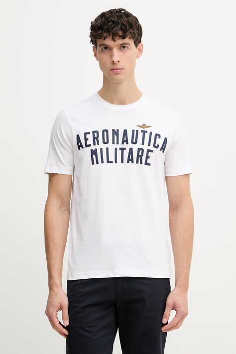 Aeronautica Militare t-shirt bawełniany męski kolor beżowy z aplikacją TS2531UJ00641