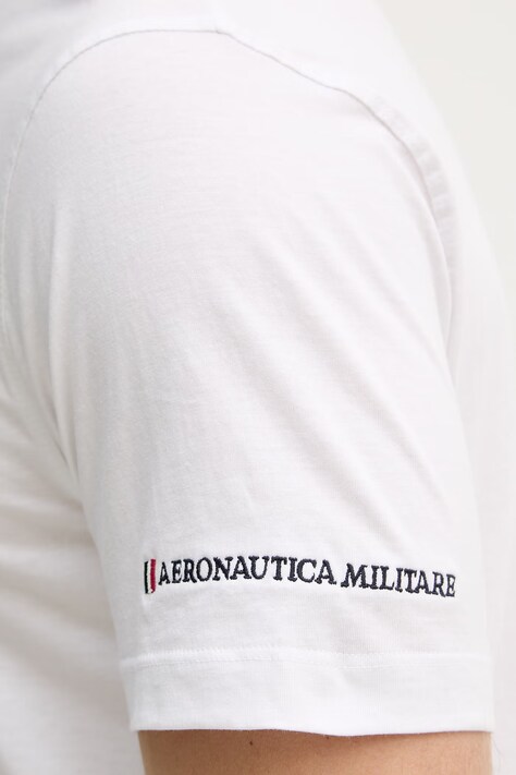 Aeronautica Militare t-shirt bawełniany męski kolor biały z nadrukiem TS2540UJ00727