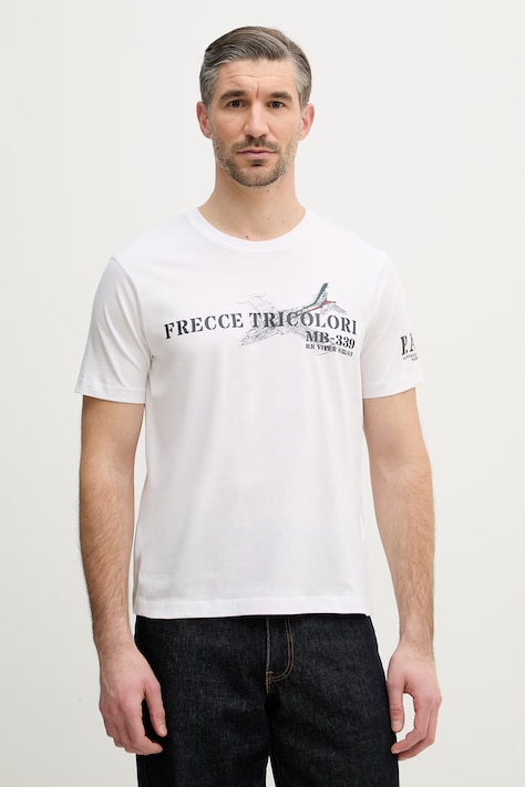 Aeronautica Militare t-shirt bawełniany męski kolor biały z nadrukiem TS2541UJ00727