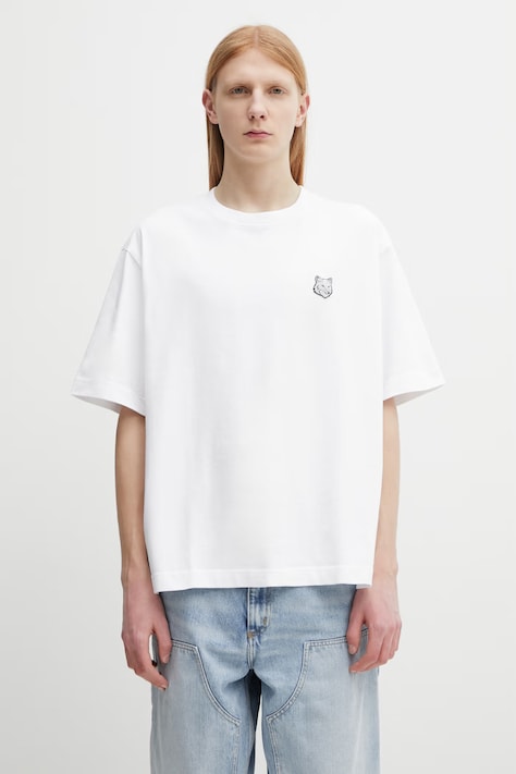 Maison Kitsuné Fox Head t-shirt bawełniany męski biały PM00109KJ0119