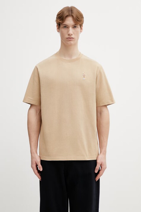 Бавовняна футболка Maison Kitsuné Dressed Fox колір бежевий однотонна QM00101KJ7025