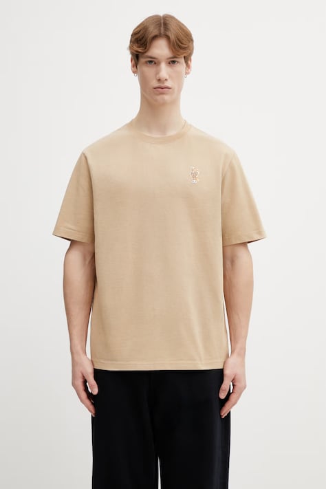 Maison Kitsuné t-shirt in cotone Dressed Fox uomo colore beige QM00101KJ7025