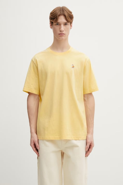 Maison Kitsuné t-shirt in cotone Dreaming Fox uomo colore giallo QM00102KJ7026