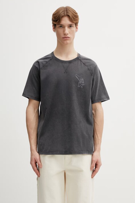 Maison Kitsuné t-shirt in cotone Fountain Stamp uomo colore grigio QM00103KJ7036