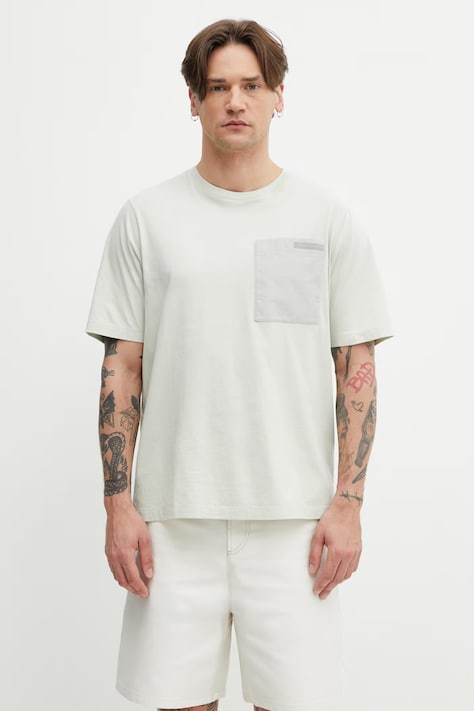 Maison Kitsuné T-shirt damski bawełniany turkusowy QM00108KJ7026