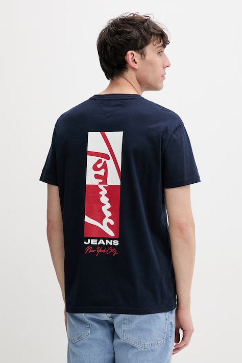 Tommy Jeans T-shirt męski bawełniany granatowy DM0DM22532