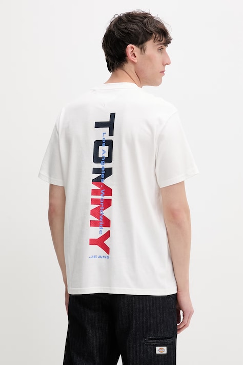 Tommy Jeans T-shirt męski bawełniany beżowy DM0DM22534