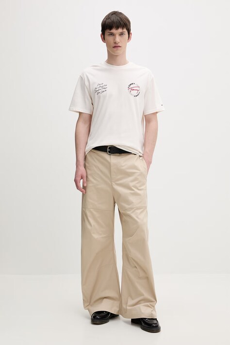 Tommy Jeans t-shirt męski bawełniany beżowy DM0DM22535