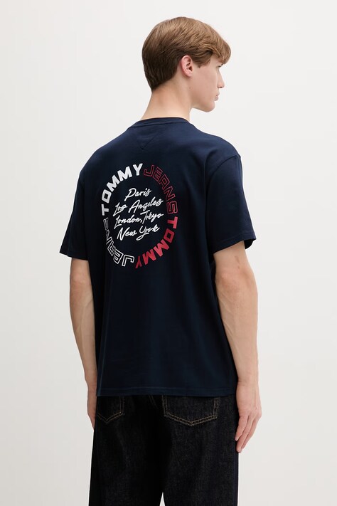 Tommy Jeans t-shirt męski bawełniany granatowy DM0DM22535