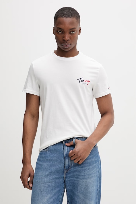 Tommy Jeans T-shirt męski bawełniany beżowy DM0DM22538