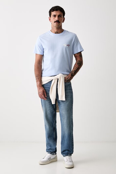 Tommy Jeans tričko pánske bavlnené modré DM0DM22538