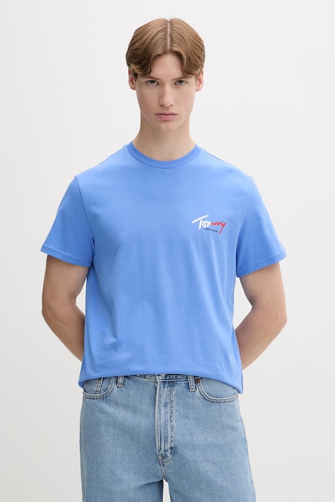 Tommy Jeans tričko pánské bavlněné modré DM0DM22538