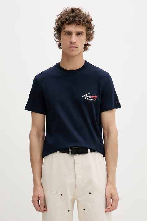 Tommy Jeans T-shirt męski bawełniany granatowy DM0DM22538