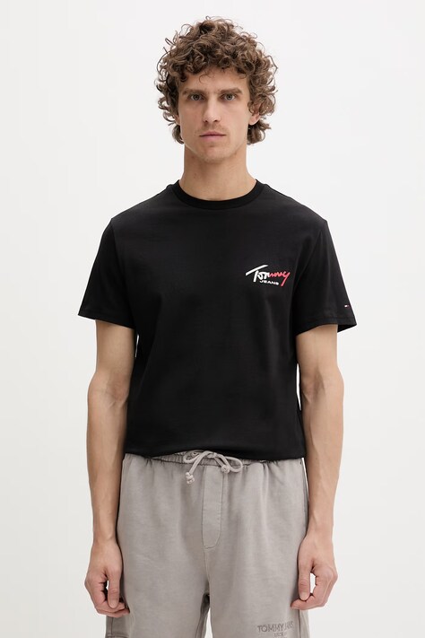Tommy Jeans T-shirt męski bawełniany czarny DM0DM22538