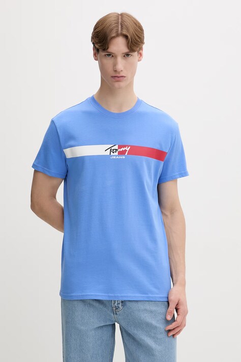 Tommy Jeans t-shirt męski bawełniany niebieski DM0DM22539